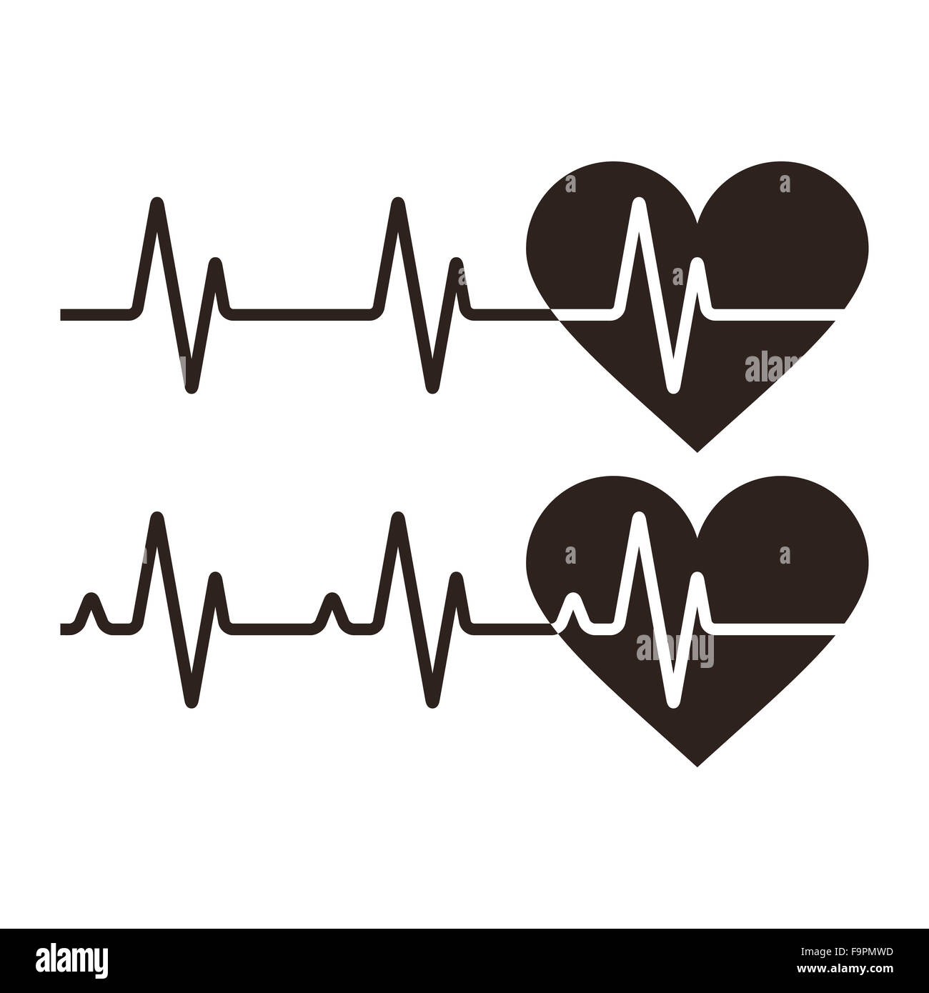 Icônes de pulsation. Électrocardiogramme, ou ecg ekg isolé sur fond blanc Banque D'Images