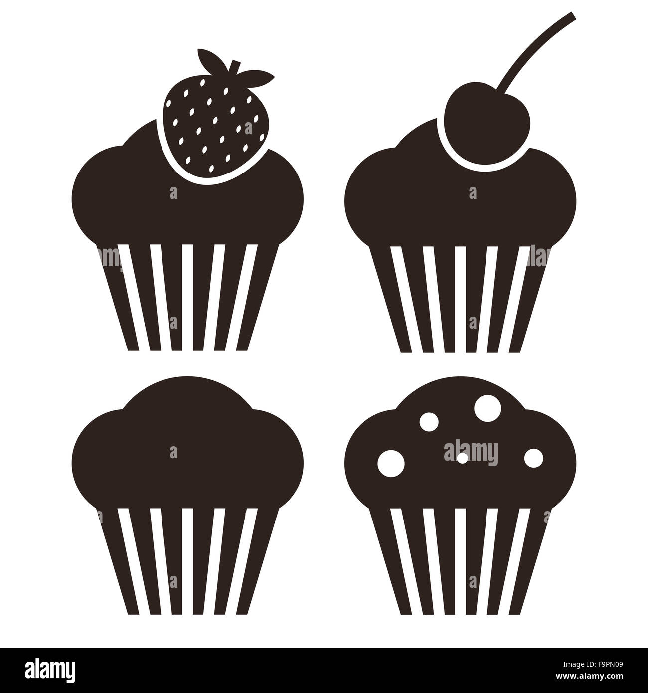 Jeu de muffins. Icônes Cupcake isolé sur fond blanc Banque D'Images