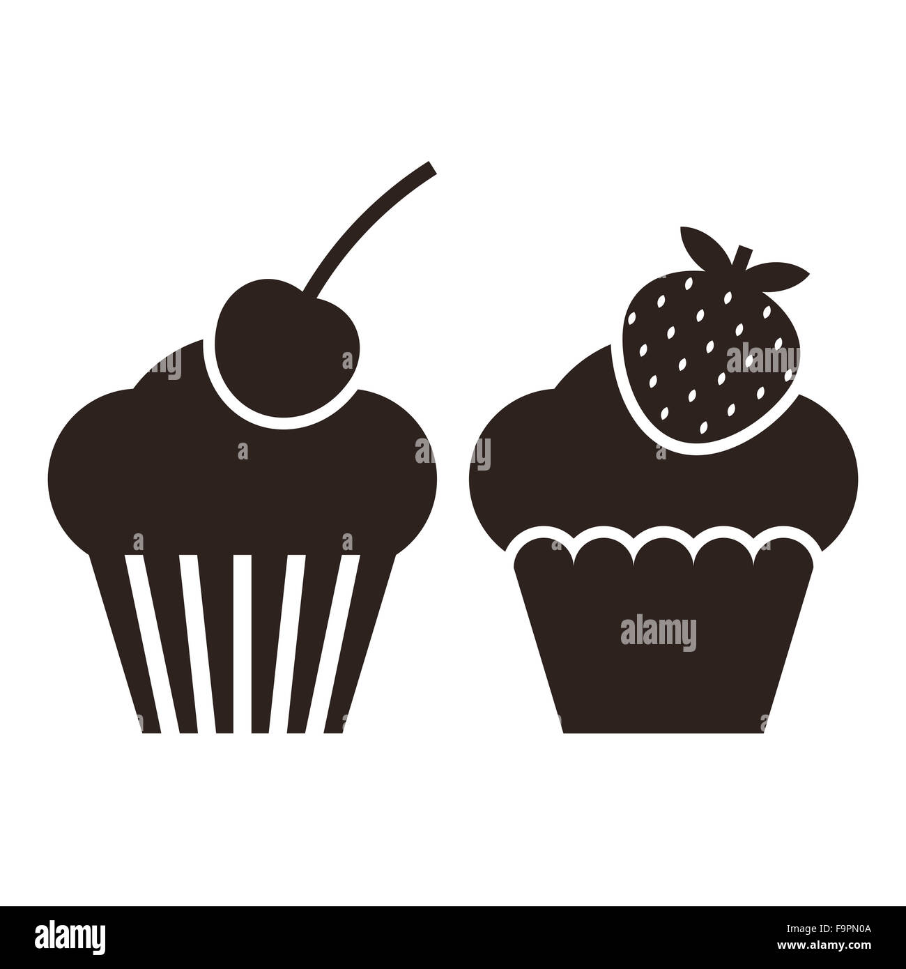 Les muffins. Icônes Cupcake isolé sur fond blanc Banque D'Images