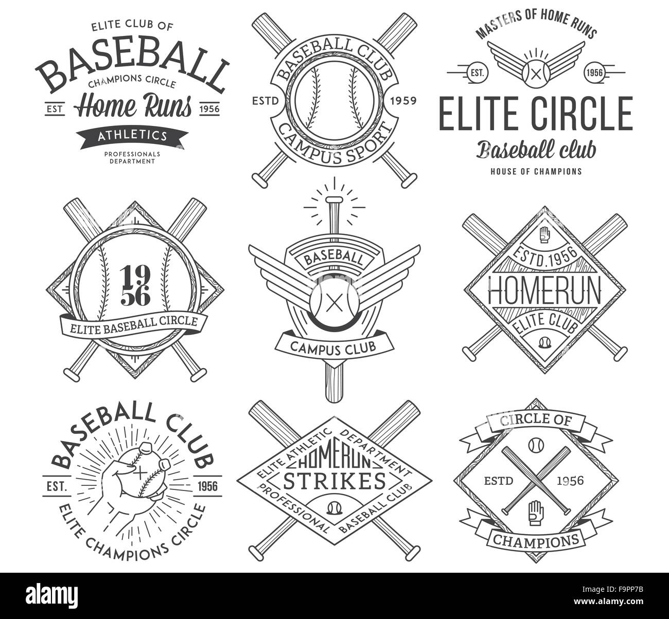 Baseball Vector badges et icônes Illustration de Vecteur