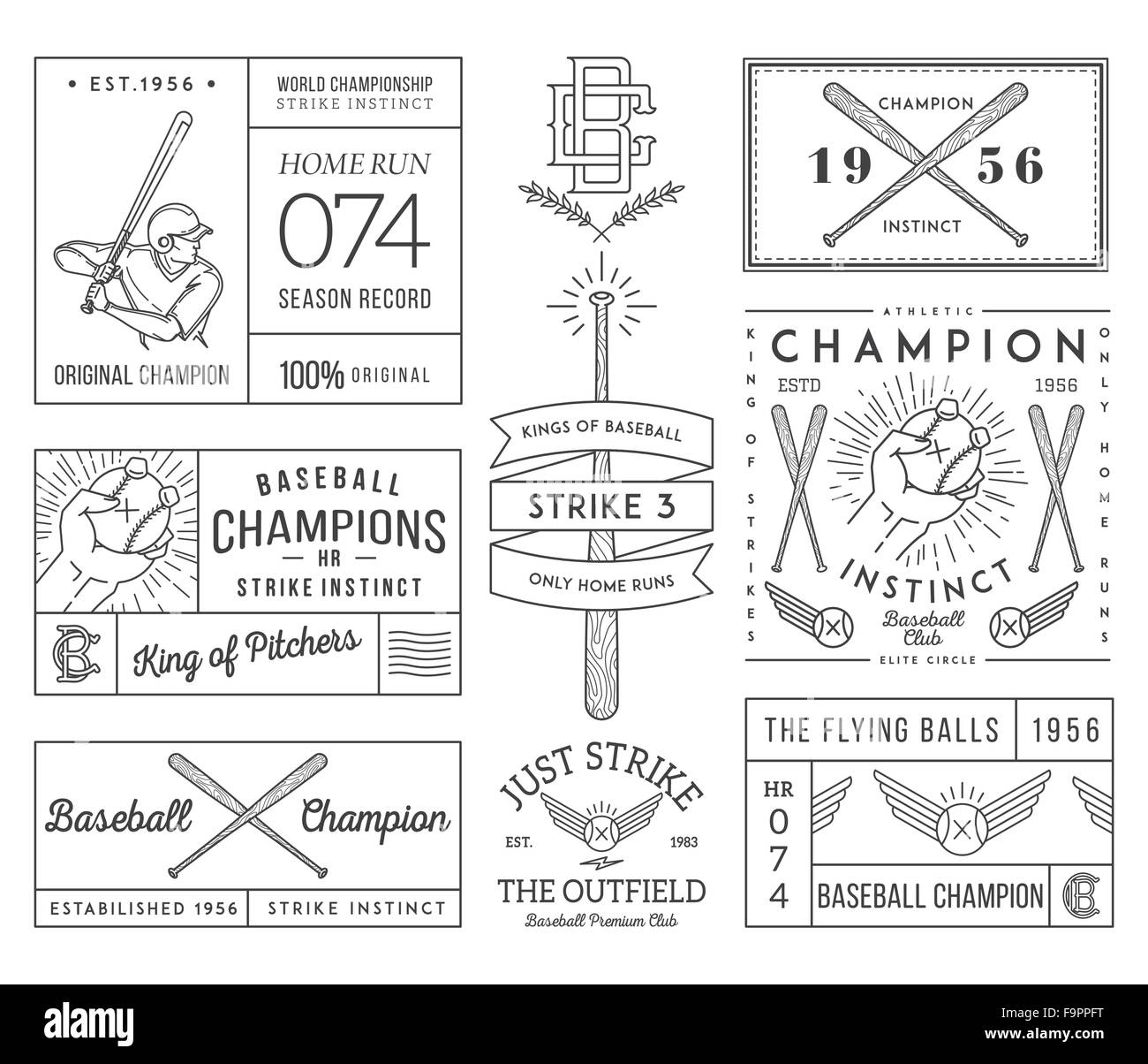 Baseball Vector badges et icônes Illustration de Vecteur