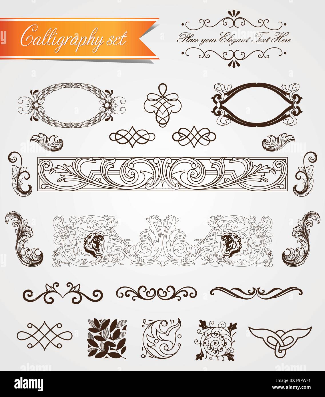 Ensemble de vrais cadres baroque vintage et falbalas Illustration de Vecteur