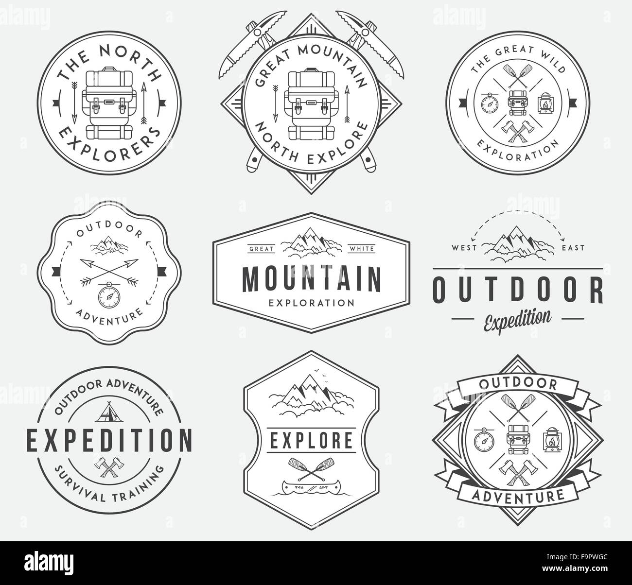 Vecteur d'exploration et d'étiquettes badges pour toute utilisation Illustration de Vecteur