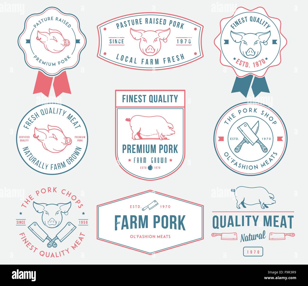 La viande de porc vecteur badges et étiquettes pour toute utilisation Illustration de Vecteur
