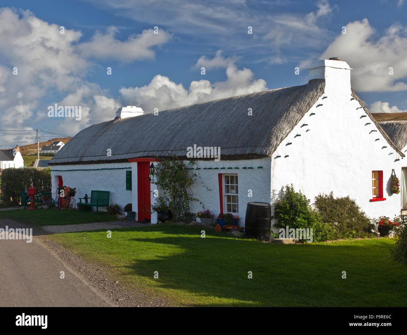 Chaumière traditionnelle à Malin Head, comté de Donegal, Irlande Banque D'Images