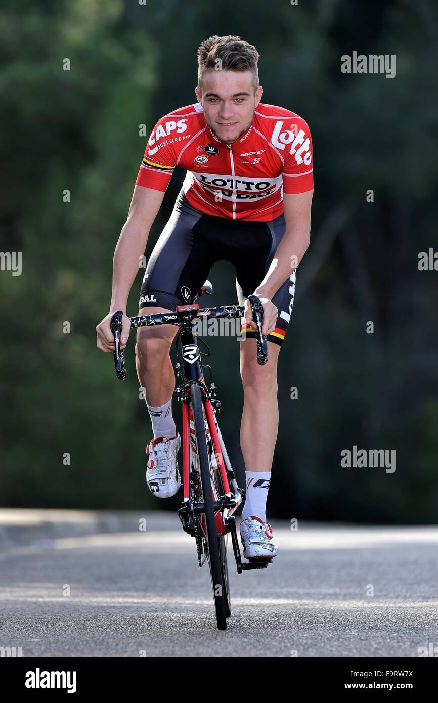 Palma de Mallorca, Espagne. 25Th Dec 2015. La formation de l'équipe cycliste Lotto 2015-2016 en Espagne. Van der Sande Tosh (Équipe Lotto Soudal) Credit : Action Plus Sport Images/Alamy Live News Banque D'Images