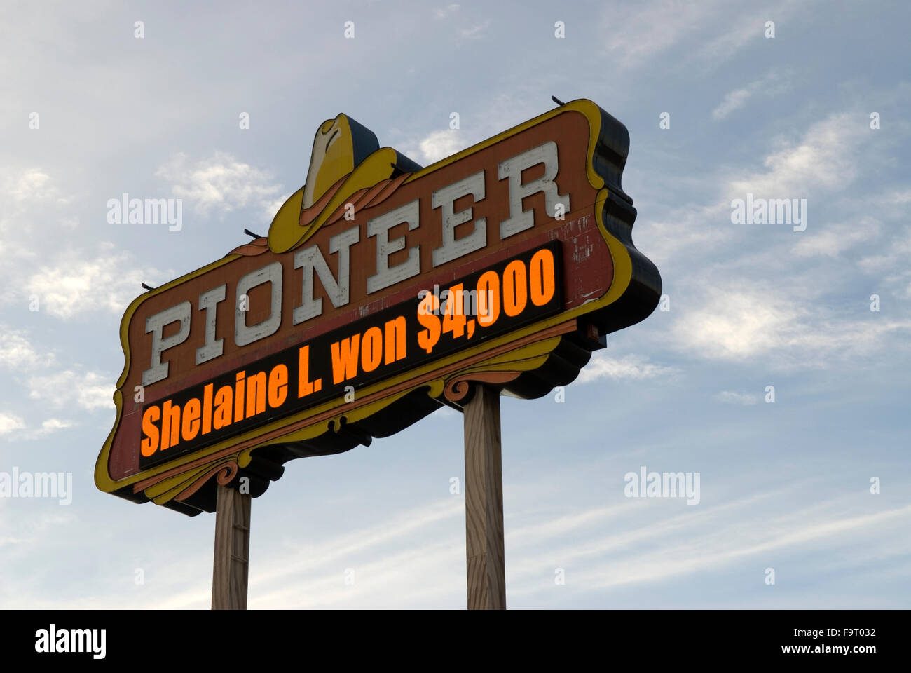 Pioneer Hotel Casino sign Laughlin NEVADA USA Banque D'Images