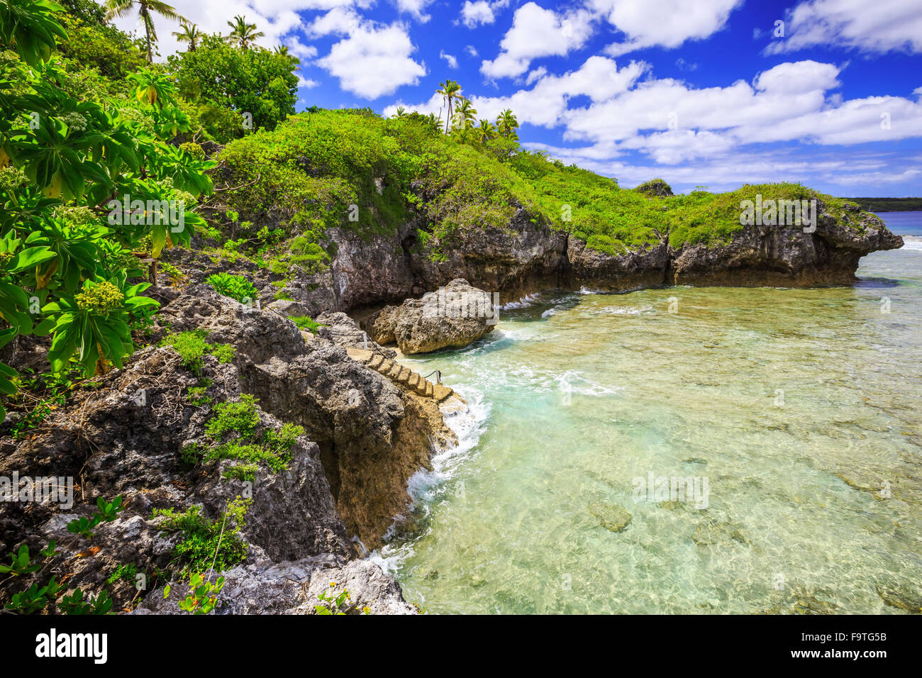 Alofi, Niue. Hala Tahi Houme la voie de mer. Banque D'Images