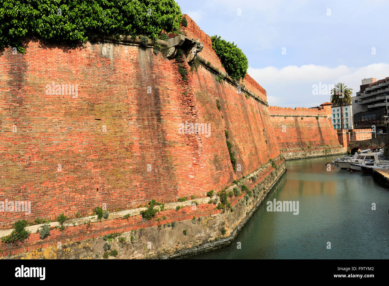 Les murs fortifiés de la Nouvelle forteresse, port de Livourne, Livourne, Toscane, Italie Ville, Banque D'Images