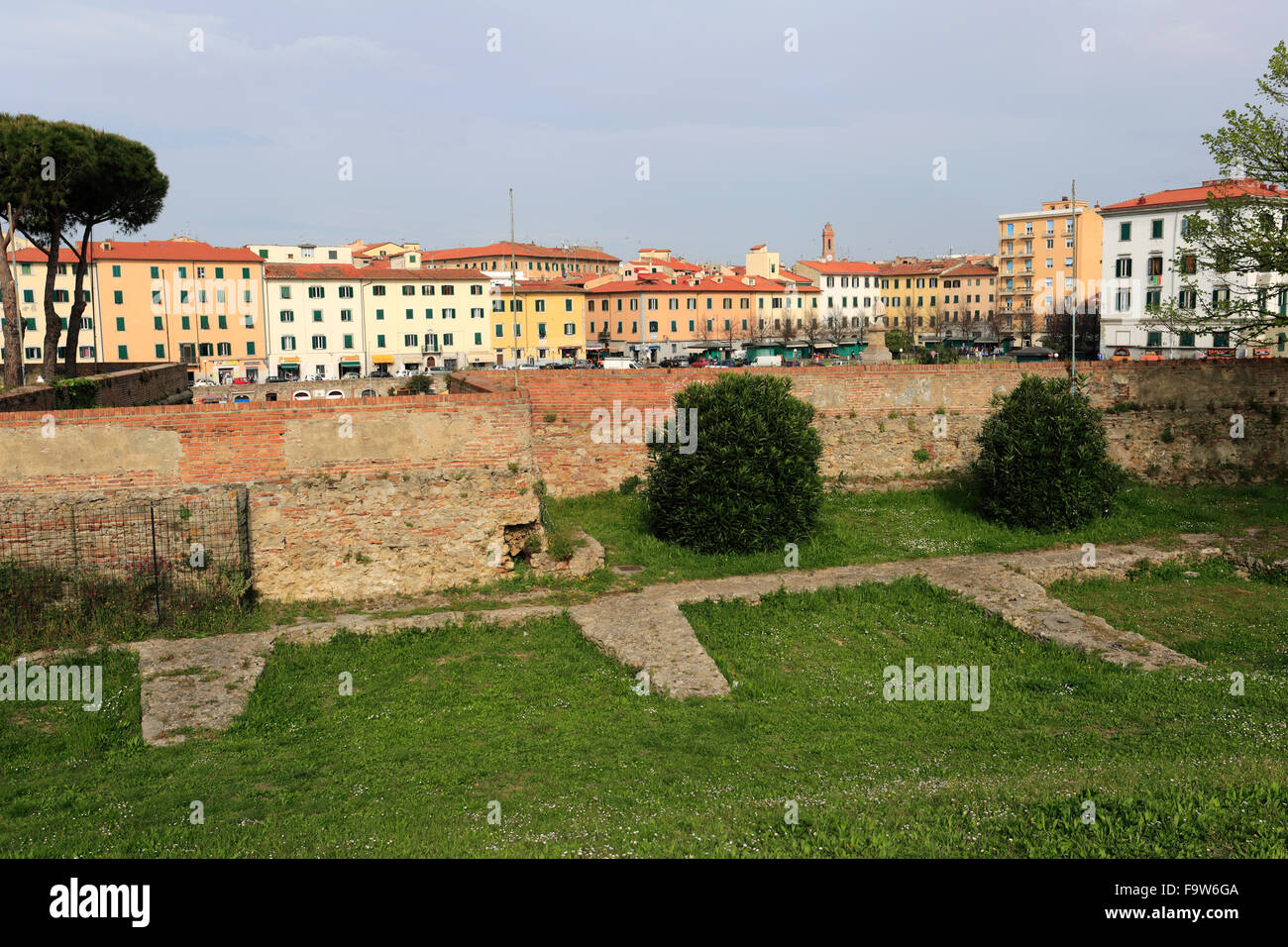 Les murs fortifiés de la Nouvelle forteresse, port de Livourne, Livourne, Toscane, Italie Ville, Banque D'Images