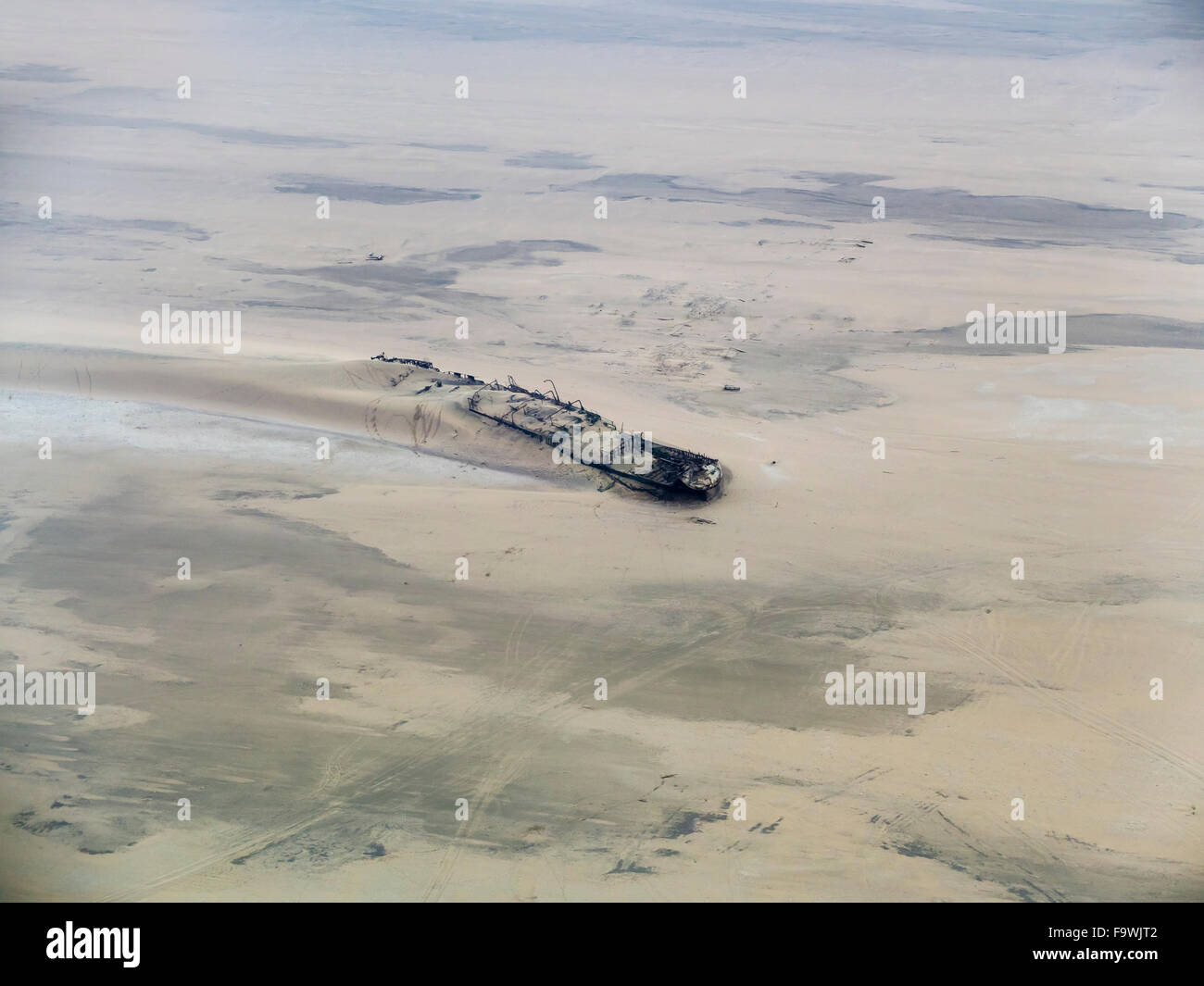 La Namibie, Désert du Namib, ship wreck Eduard Bohlen, vue aérienne Banque D'Images