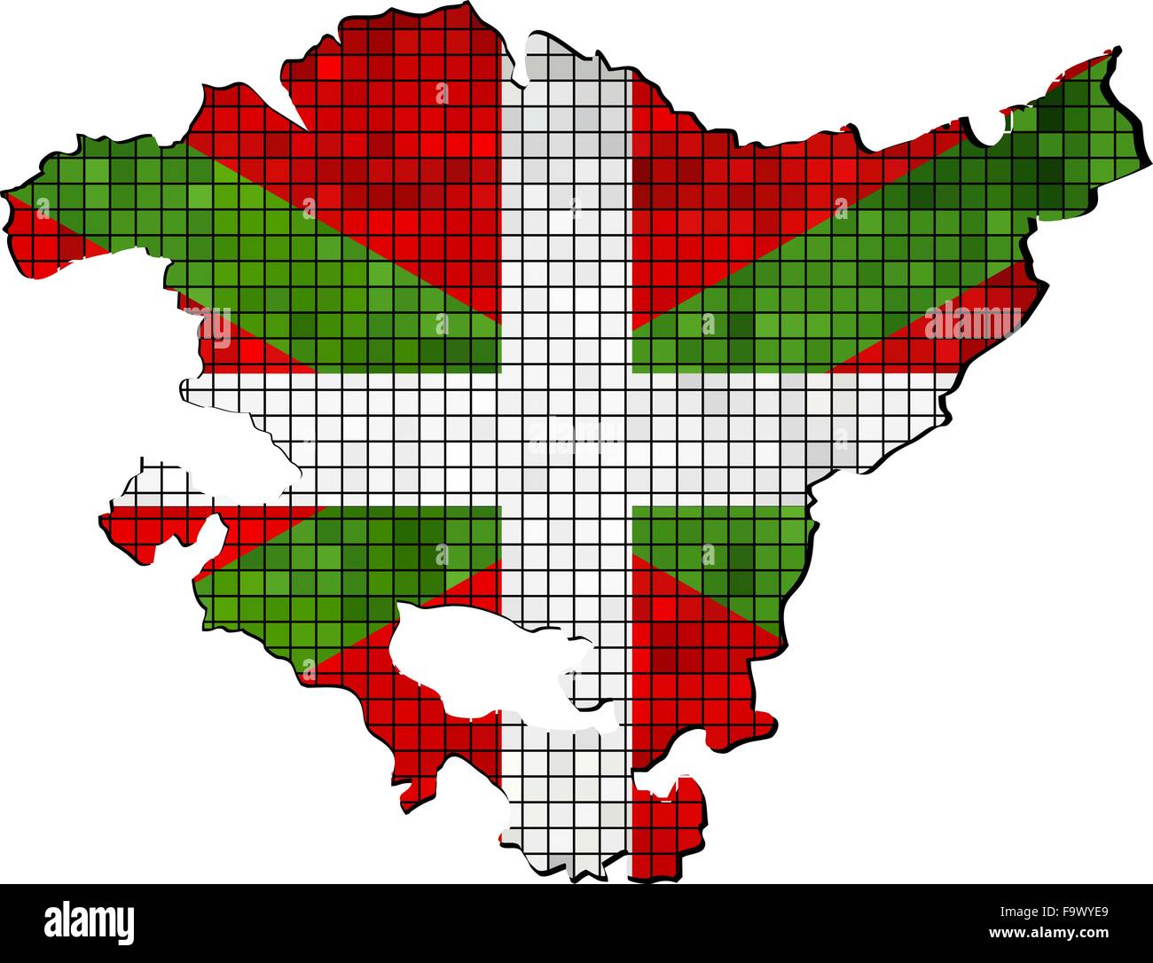 Carte avec à l'intérieur du drapeau Basque Illustration de Vecteur