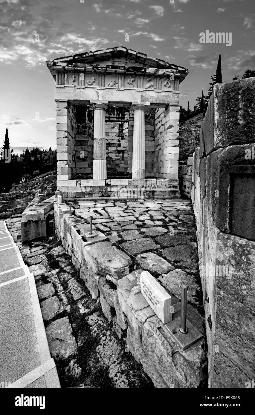 Le Conseil du Trésor des Athéniens à Delphes, site archéologique, dans la région de Fokida, Grèce centrale Banque D'Images