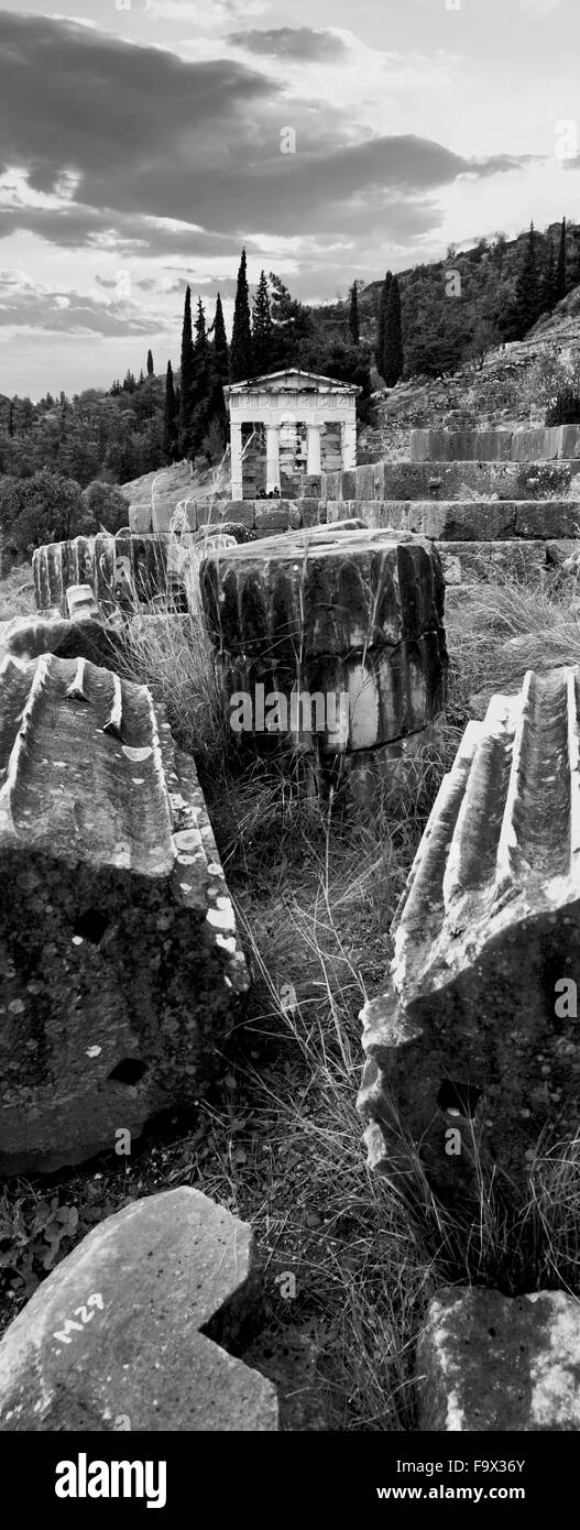 Le Conseil du Trésor des Athéniens à Delphes, site archéologique, dans la région de Fokida, Grèce centrale Banque D'Images