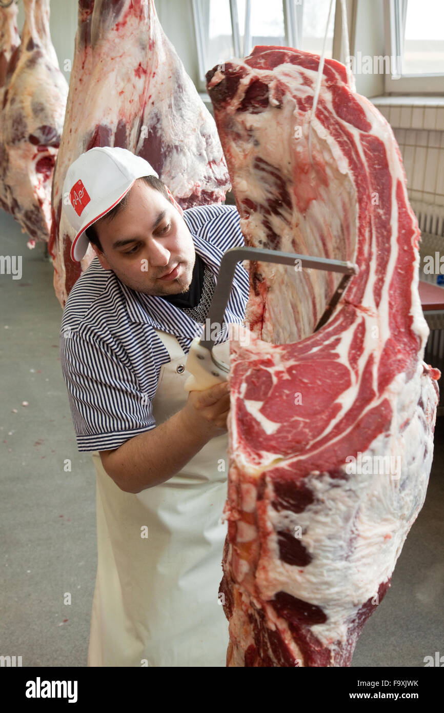 Boucher dans l'abattoir Banque D'Images