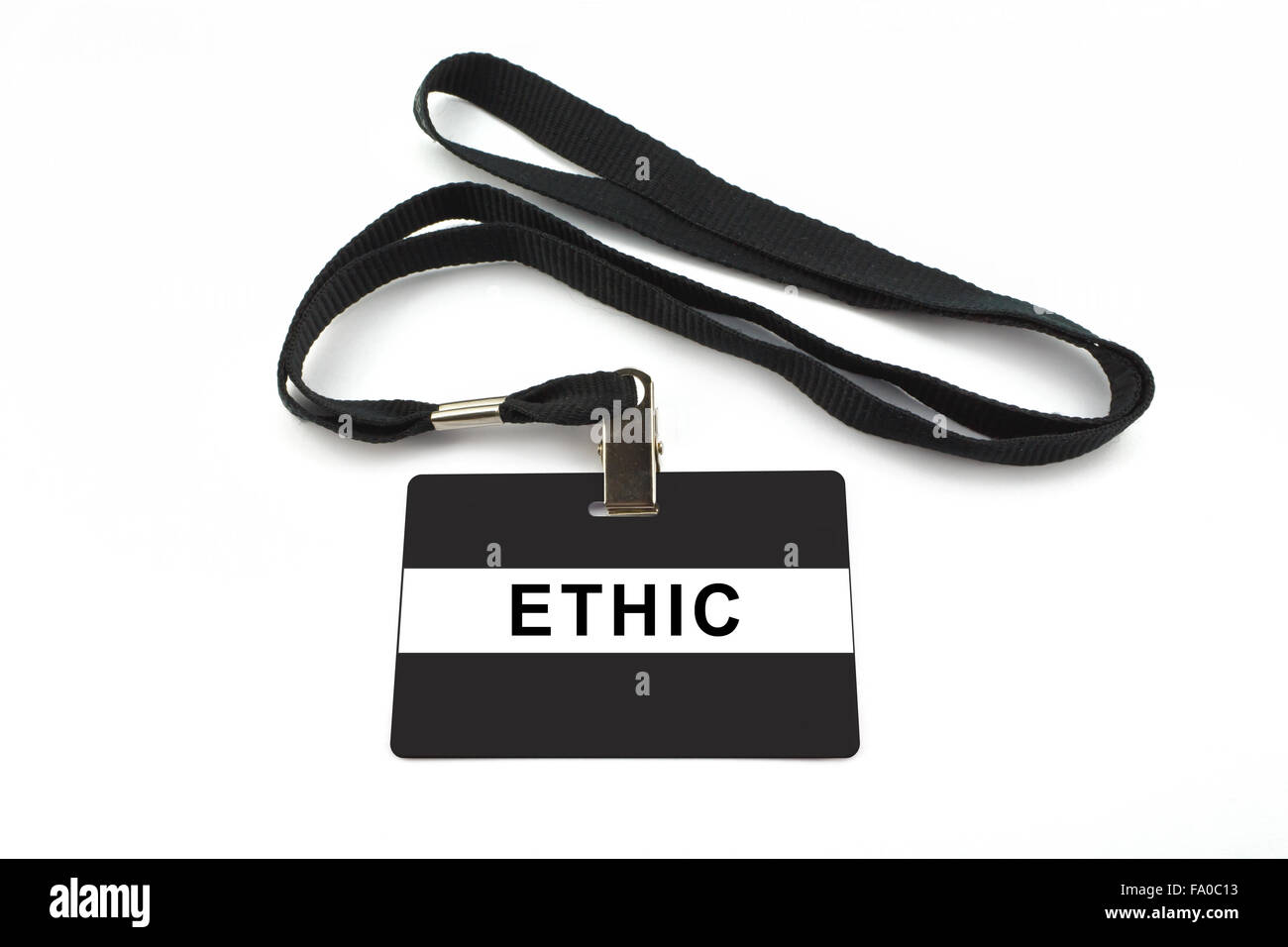 Badge éthique avec strip isolé sur fond blanc Banque D'Images