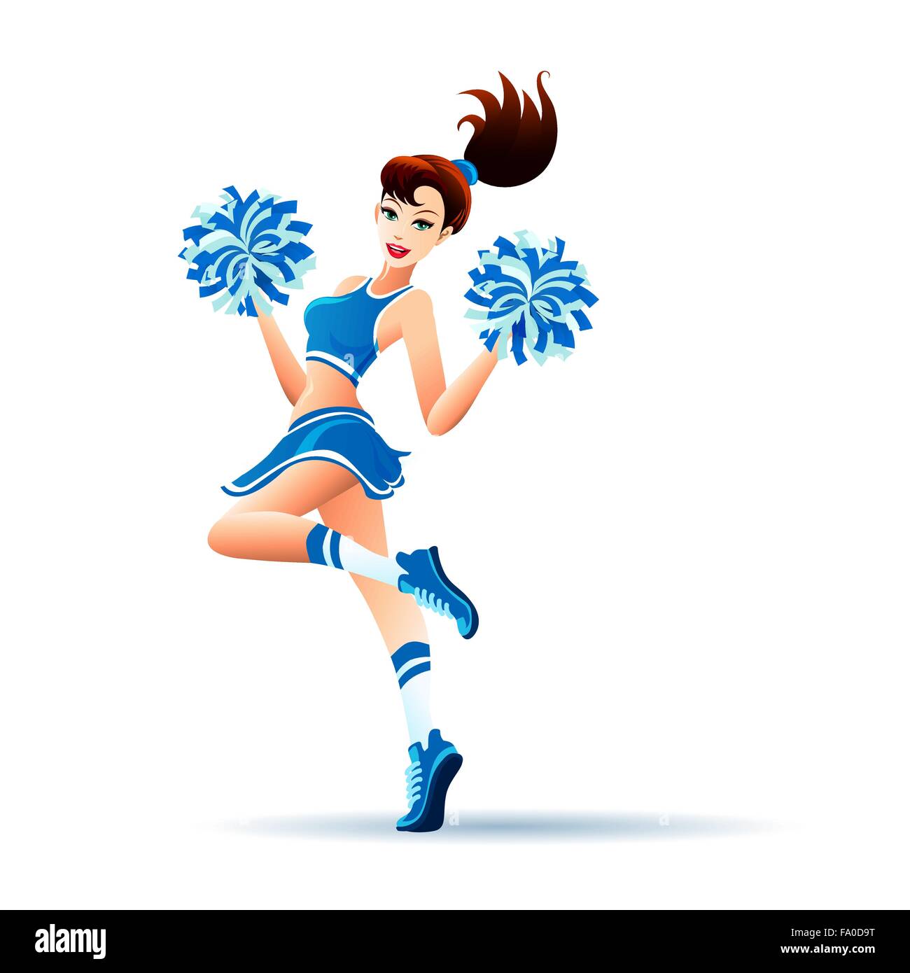 Illustration D'une Jolie Pom-pom Girl Adolescente Dansant Avec Des