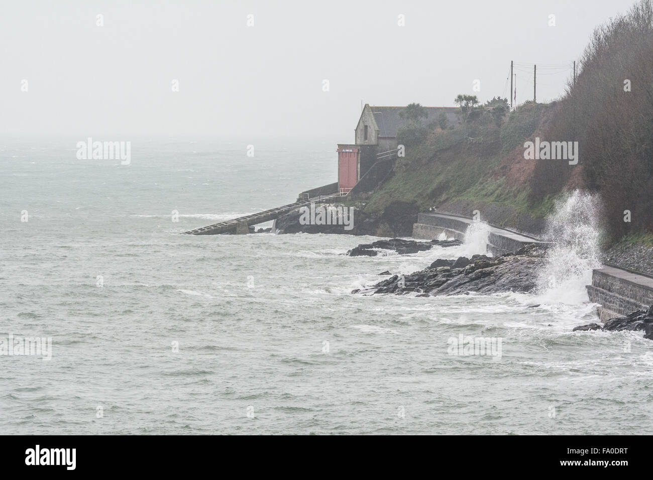 Mousehole, Cornwall, UK. 19 décembre 2015. Aujourd'hui les gens se souvenir de la perte de l'équipage de l'embarcation de Penlee Solomon Browne, et l'Union européenne coaster Star off mer à Cornwall. Au total 16 personnes sont mortes le 19 décembre 1981, y compris 8 canotiers bénévoles. Les lumières de Noël à Mousehole sont grisés plus tard comme une marque de respect. On voit ici des photos de la station de sauvetage de Penlee. Crédit : Simon Yates/Alamy Live News Banque D'Images