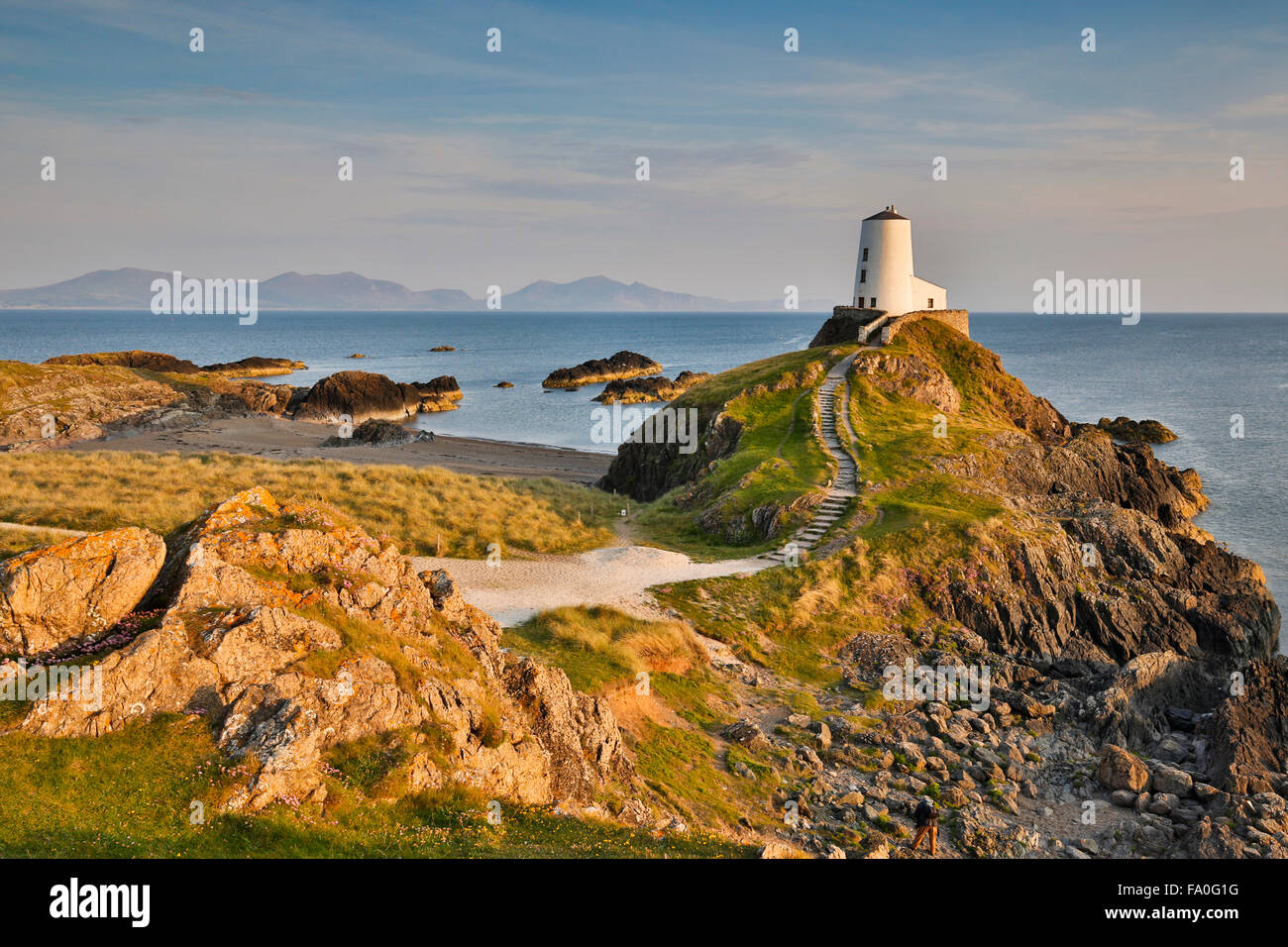 L'île Llanddwyn ; Lighthouse ; Pays de Galles ; Royaume-Uni ; d'Anglesey Banque D'Images