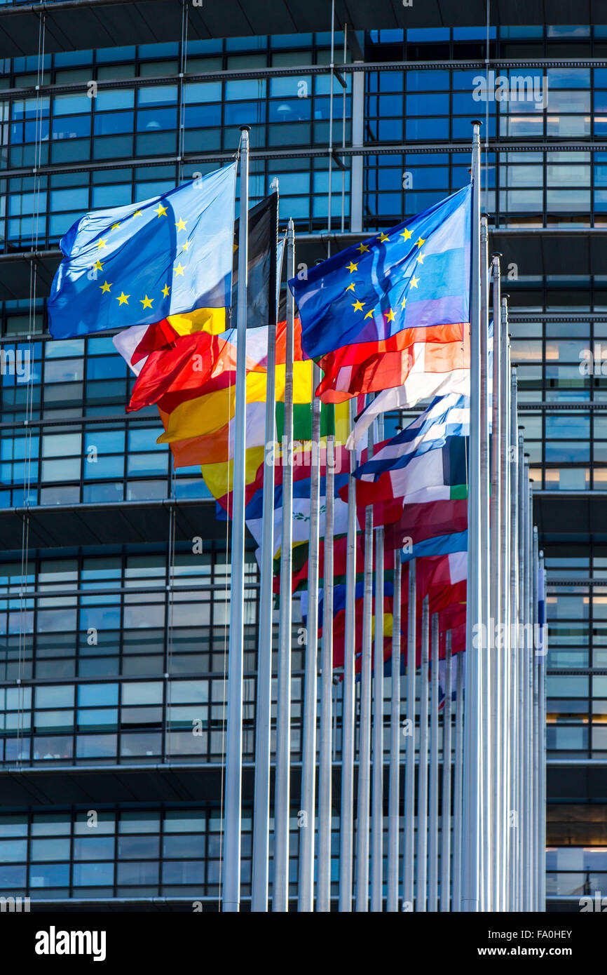 Bâtiment du Parlement européen à Strasbourg, Alsace, France, Banque D'Images