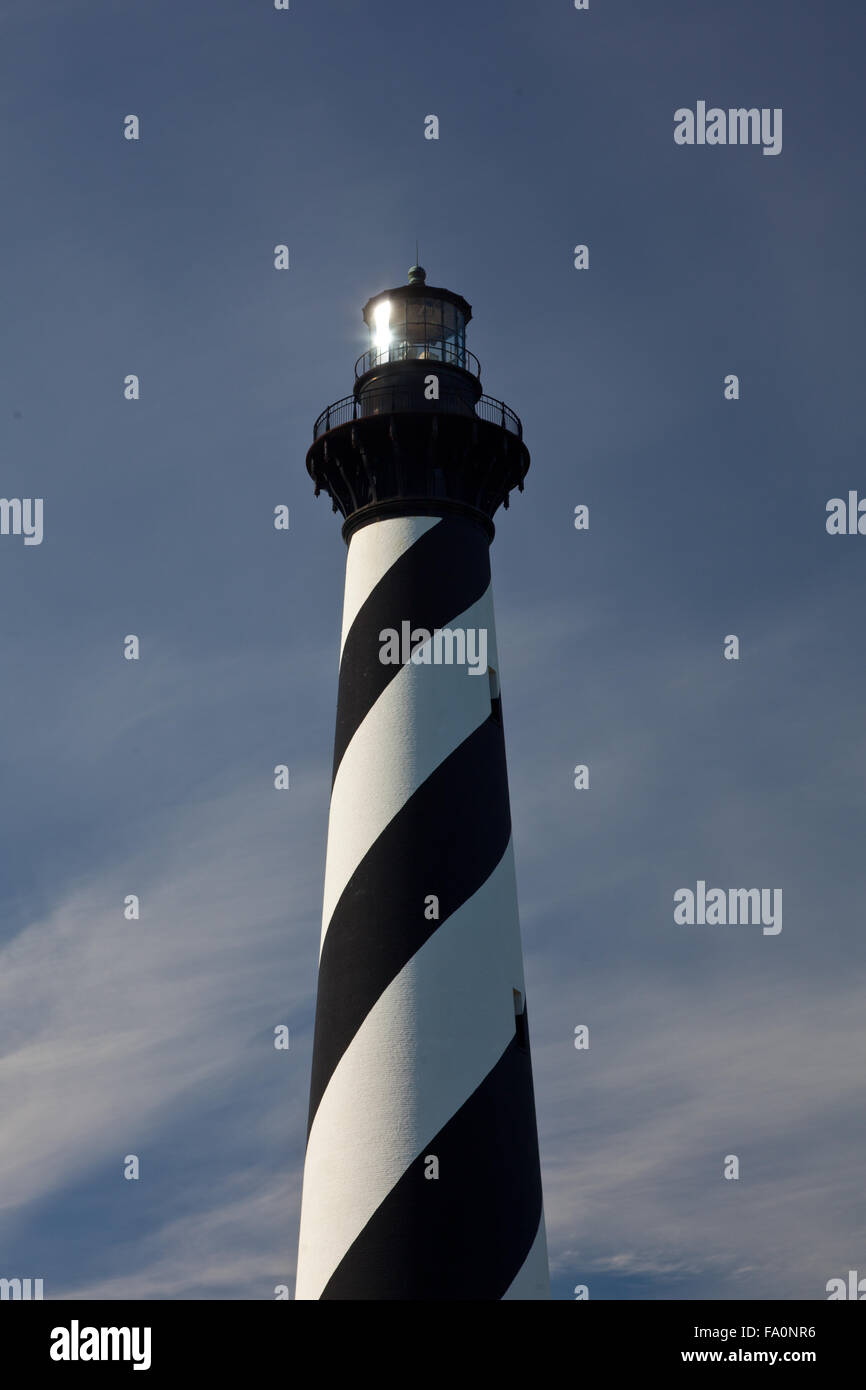 Phare du cap Hatteras sur l'outerbanks de Caroline du Nord. Banque D'Images