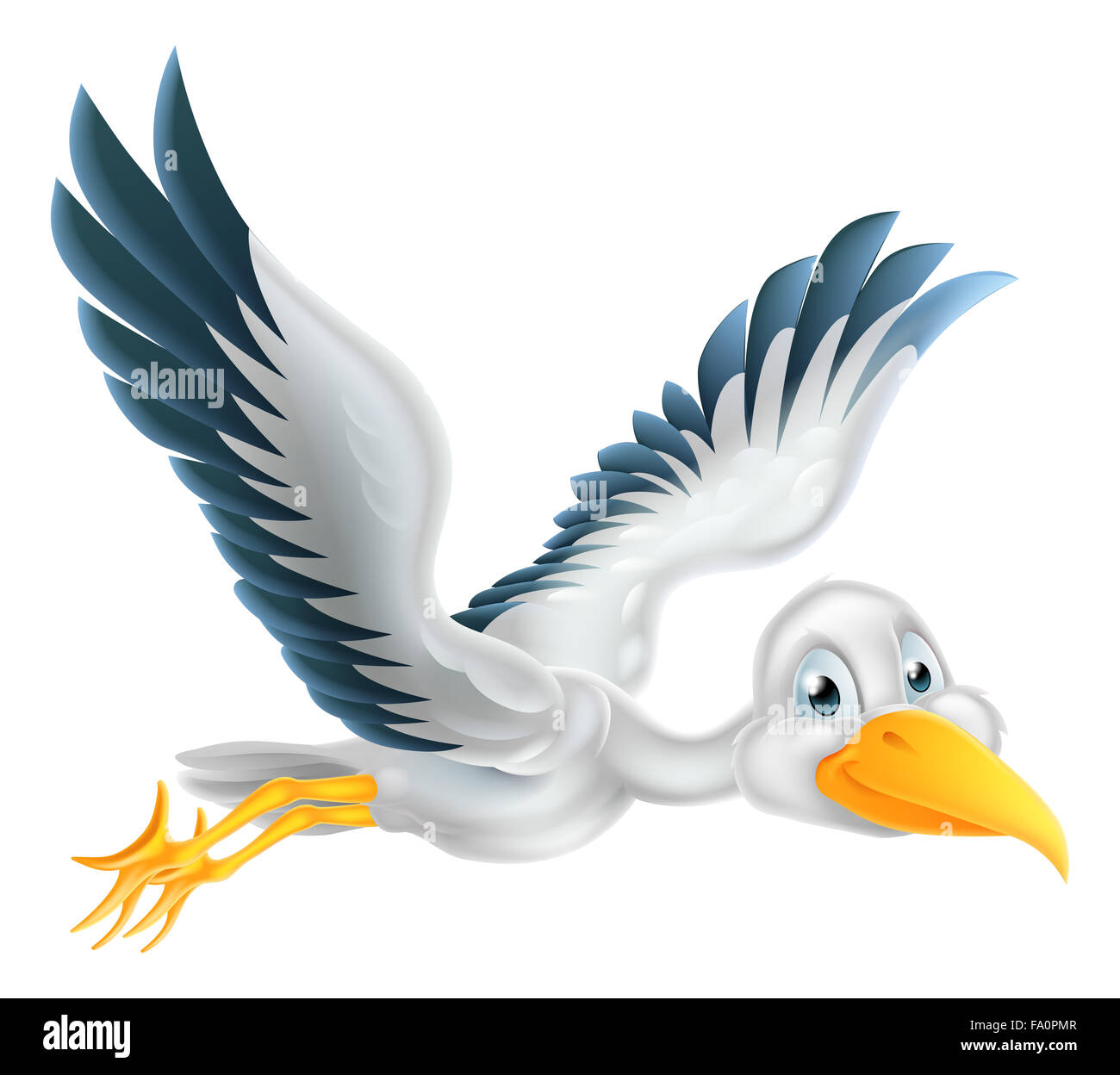 Une bonne caricature stork bird personnage animal volant par l'air Banque D'Images