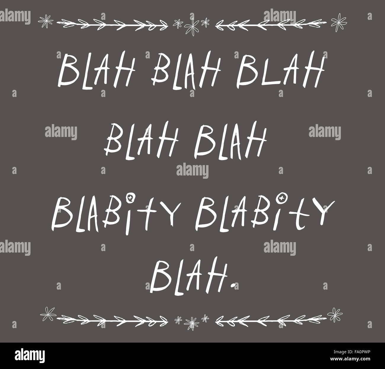 Hipster humoristique de la typographie mots Blah Blah Blah Banque D'Images