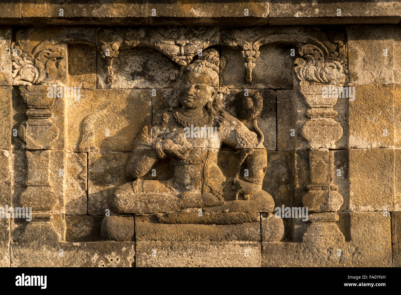 Soulagement à la 9e siècle près de Borobudur Temple bouddhiste Mahayana, Yogyakarta, Java centrale, Indonésie, Asie Banque D'Images