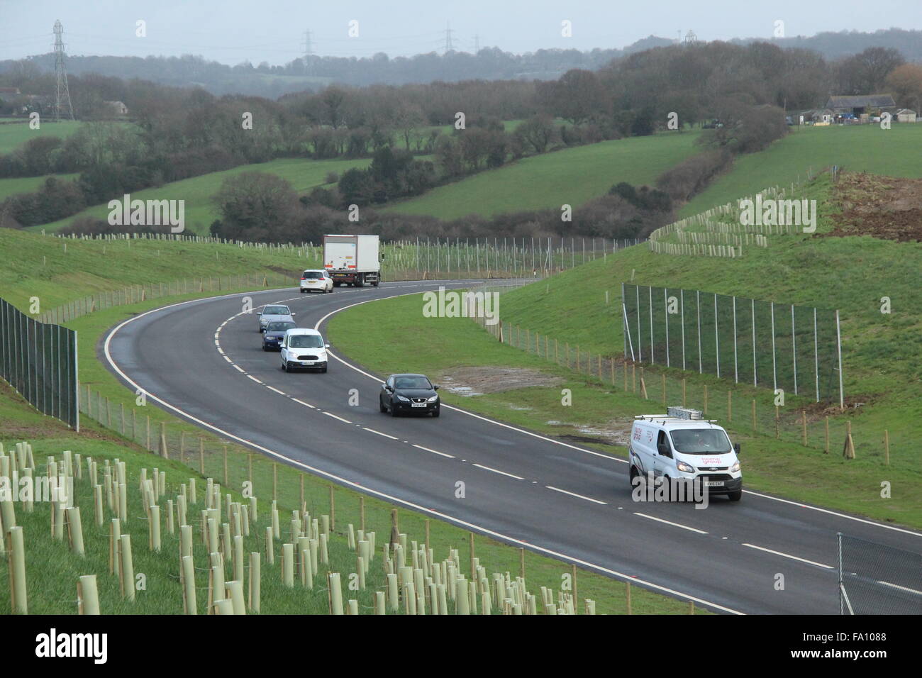Une vue de l'Hastings à Bexhill nouveau lien route juste après l'ouverture en décembre 2015 Banque D'Images