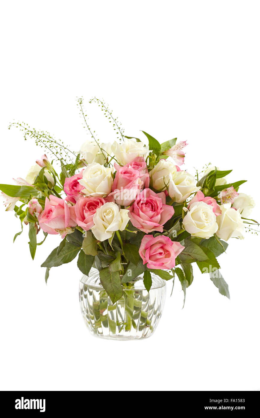 Découper des fleurs rose rose et blanc Banque D'Images