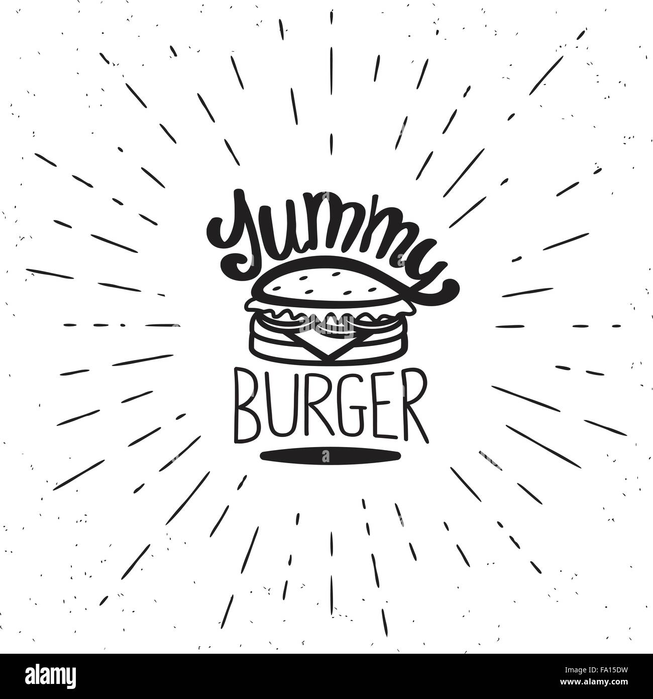 Yummy burger vintage label Illustration de Vecteur