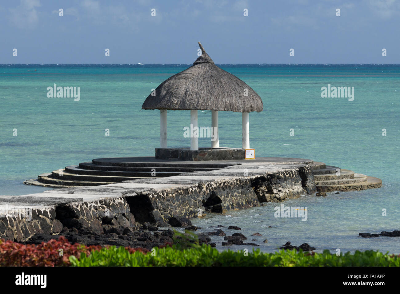 Un hôtel belvédère et de l'océan Indien en toile de fond à l'Ile Maurice Banque D'Images