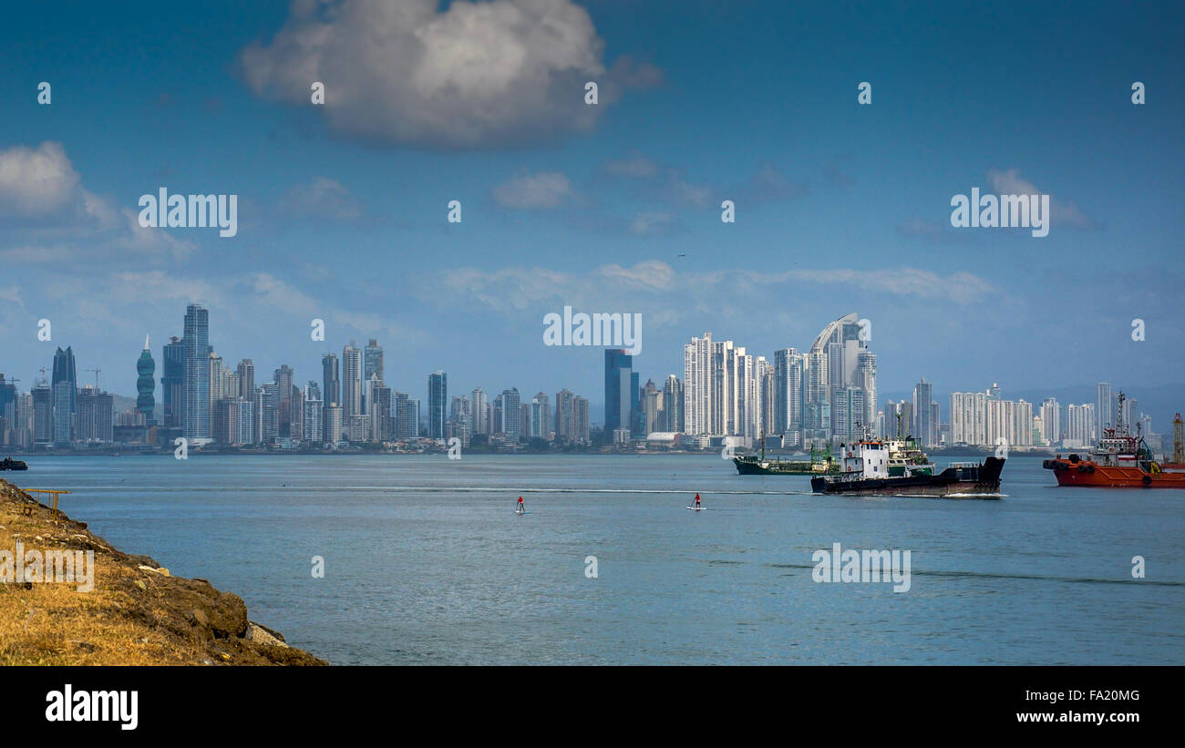 Les toits de la ville de Panama à partir de la vieille ville, la ville de Panama, Amérique Centrale Banque D'Images