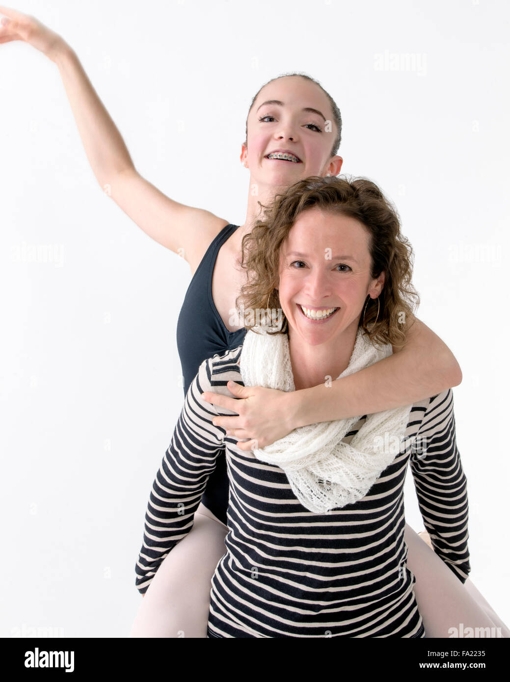 Studio Portrait de femme de danseuse ballerine adolescente avec sa mère Banque D'Images