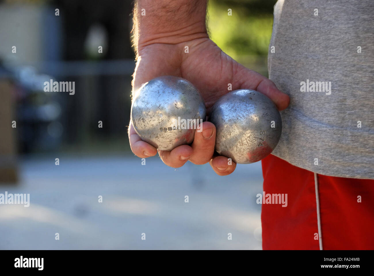 Jouer jeu de boules en France Banque D'Images