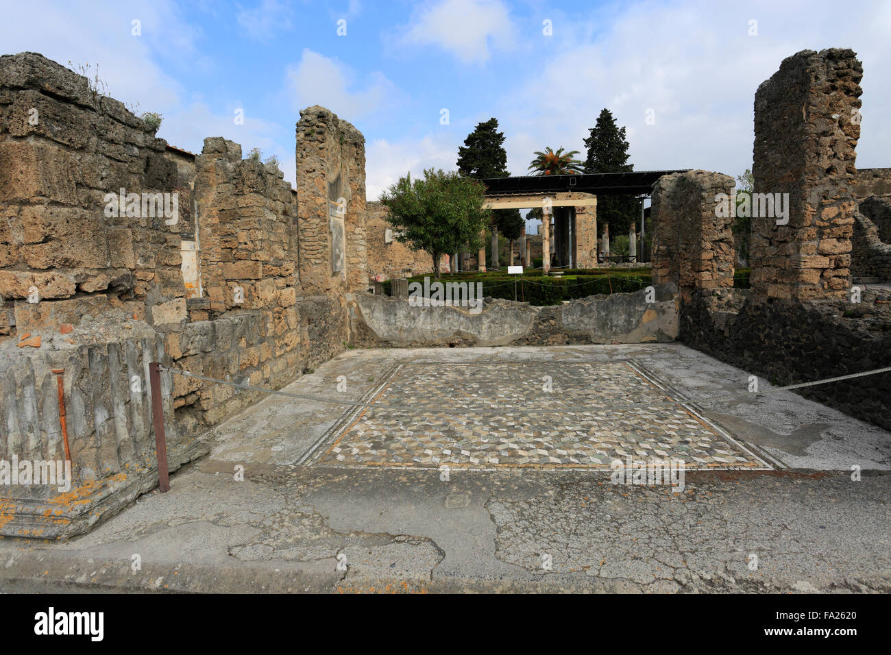 Maison du Faune, Pompéi, la ville romaine enfouie dans la lave près de Naples ville, Liste du patrimoine mondial de l'UNESCO 1997, région de Campanie Banque D'Images