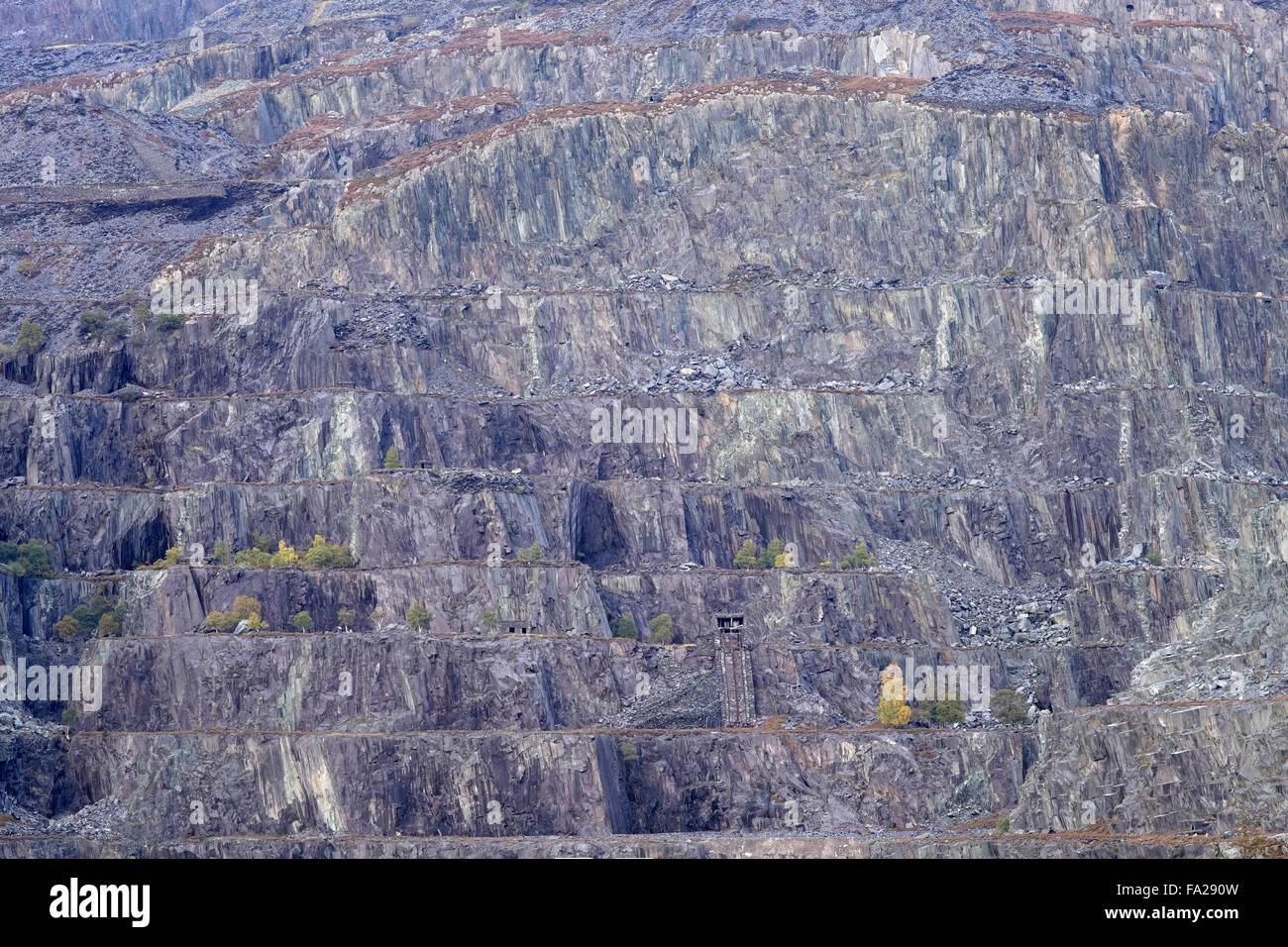 Les terrasses d'ardoises à Dinorwic quarry, Llanberis, Gwynedd, au nord du Pays de Galles, Royaume-Uni Banque D'Images