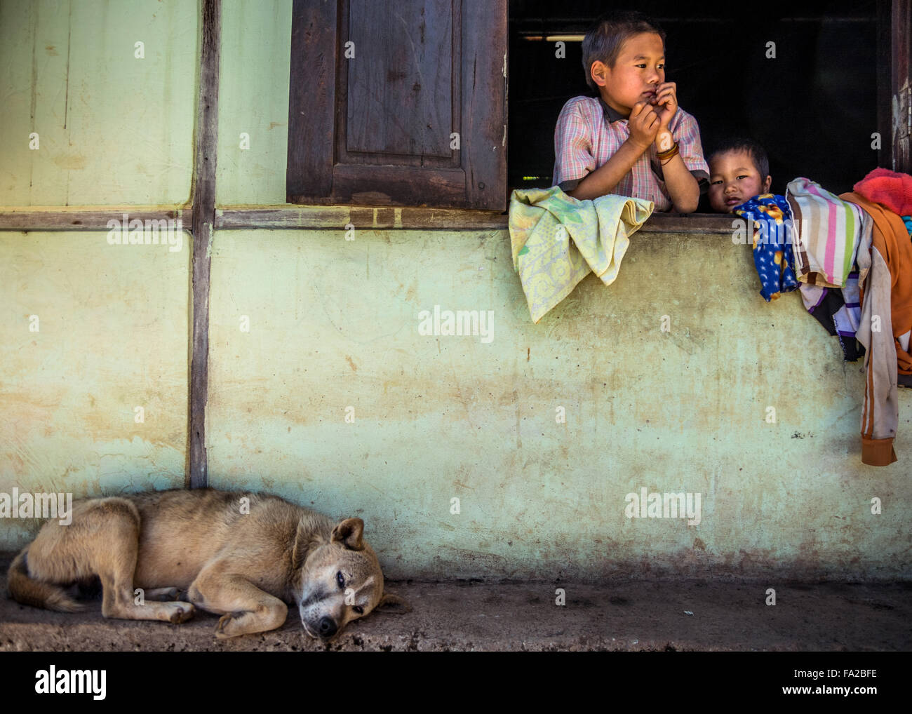 Les enfants du Myanmar. (L'État de Shan, Myanmar, Birmanie) Banque D'Images