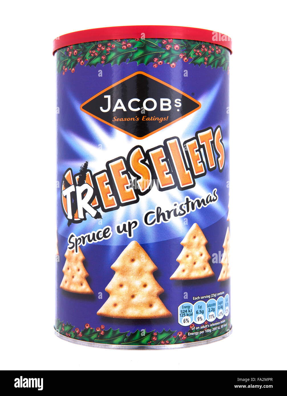 Jacobs Cheeselets Treeselets de Noël sur fond blanc Banque D'Images