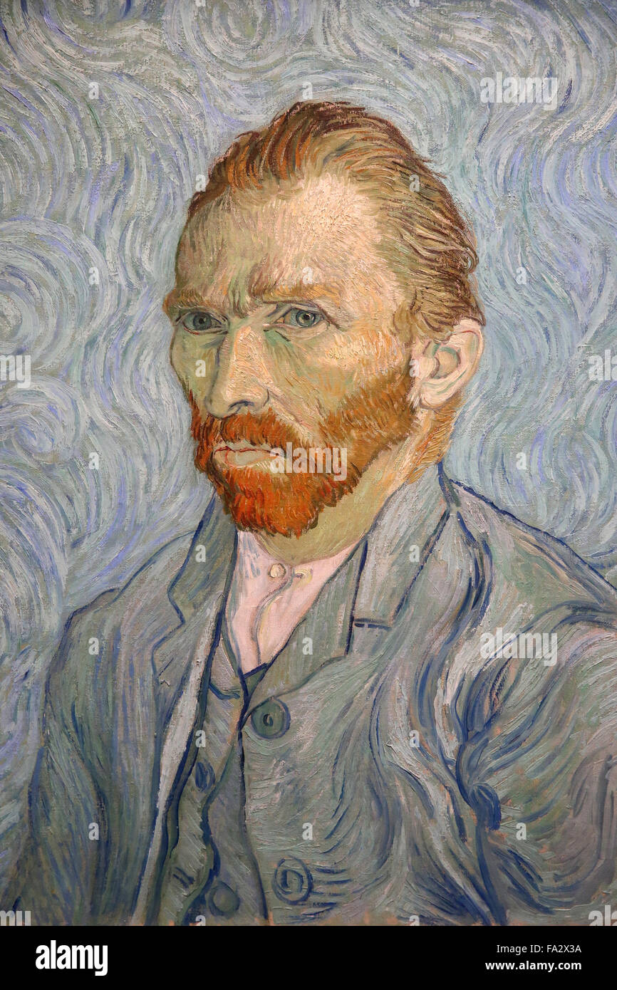 Musée d'Orsay. Self Portrait (Portrait de l'artiste), 1889 par Vincent Van Gogh. Banque D'Images