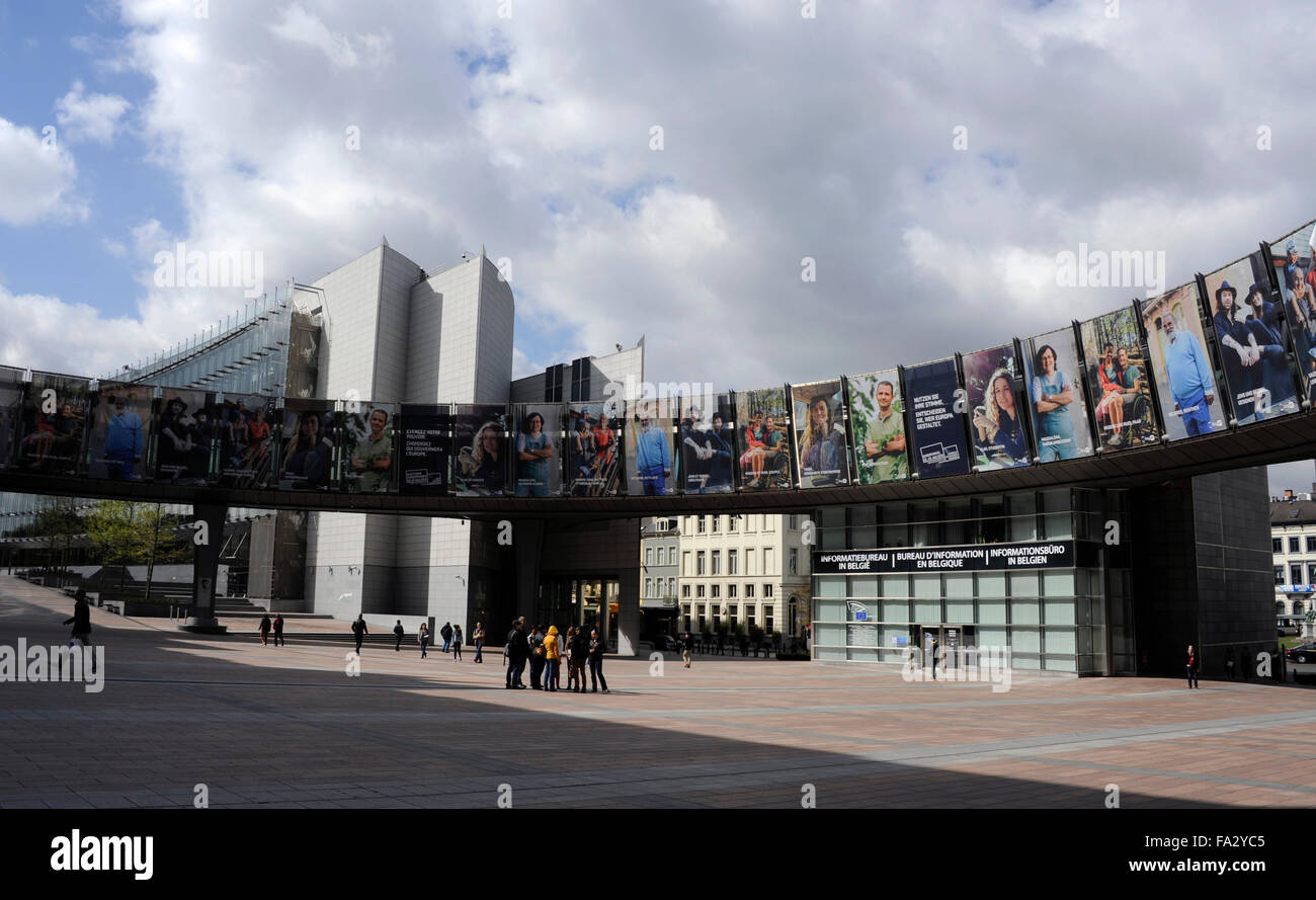 Parlamentarium,d,Bruxelles,Belgique,le Centre des visiteurs du Parlement européen,Esplanade Solidarnosc Banque D'Images