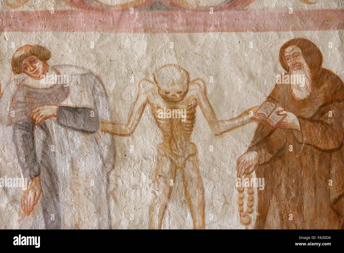 La FertŽ Loupire église. Peinture murale. La danse de mort. 15e siècle. Banque D'Images