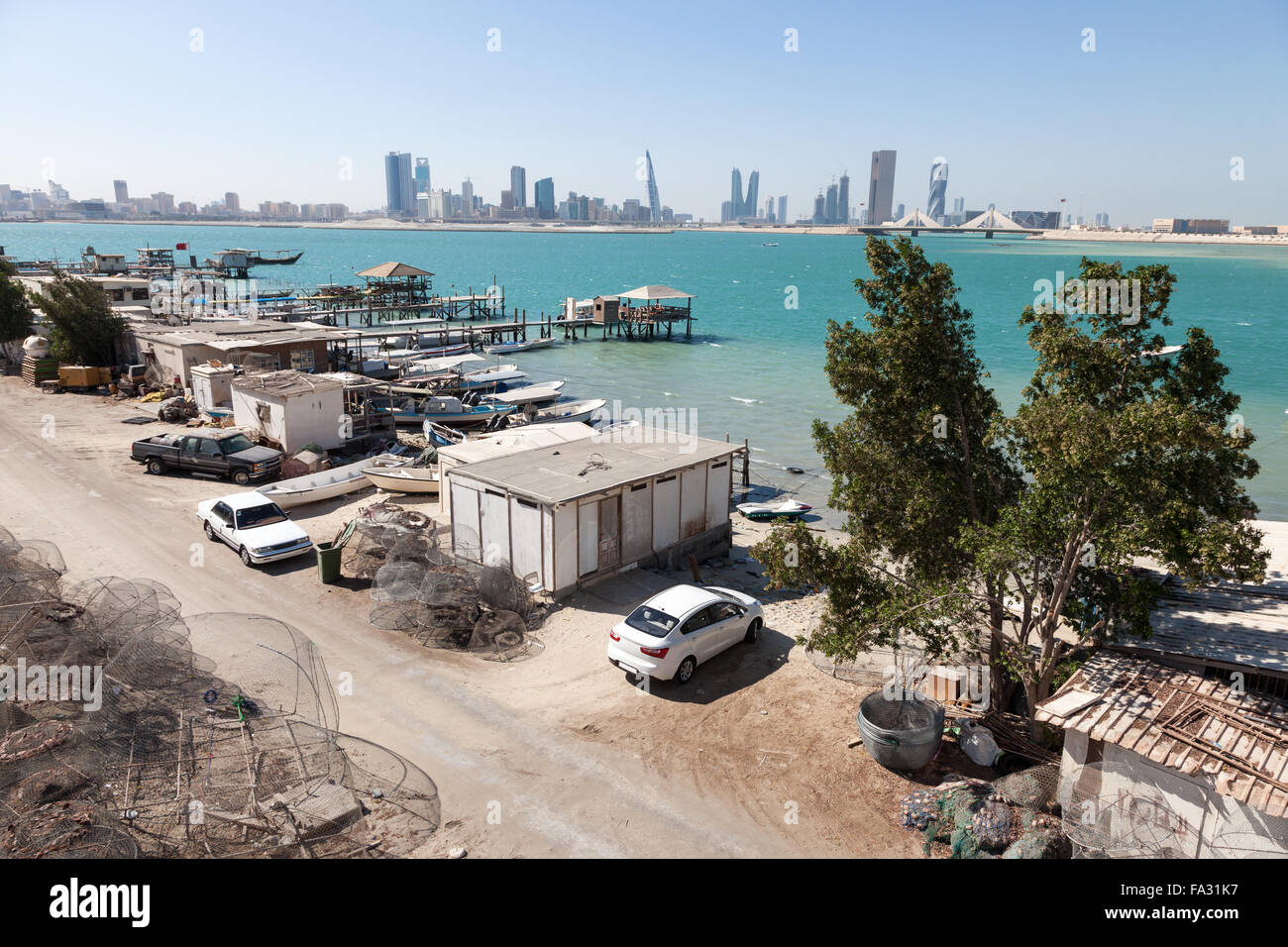 Village de pêcheurs au Bahrein Banque D'Images