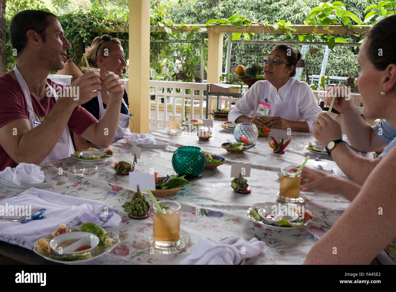 École de cuisine thaï Amita. Bangkok. La Thaïlande. Amita de cuisine Thaïe est situé dans le paysage de la rivière Chao Phraya, Banque D'Images