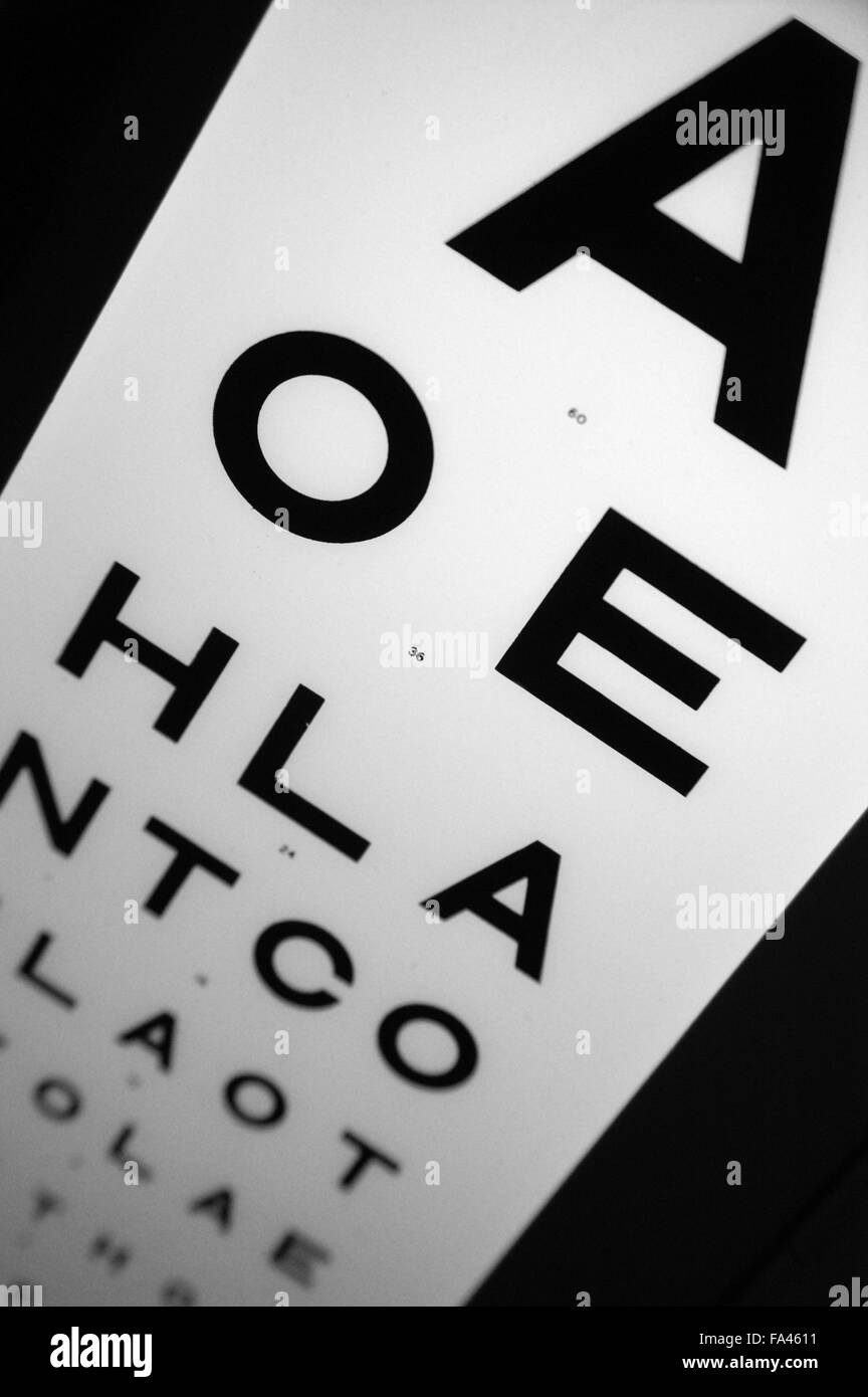 Test de l'œil, le tableau alphabétique Banque D'Images