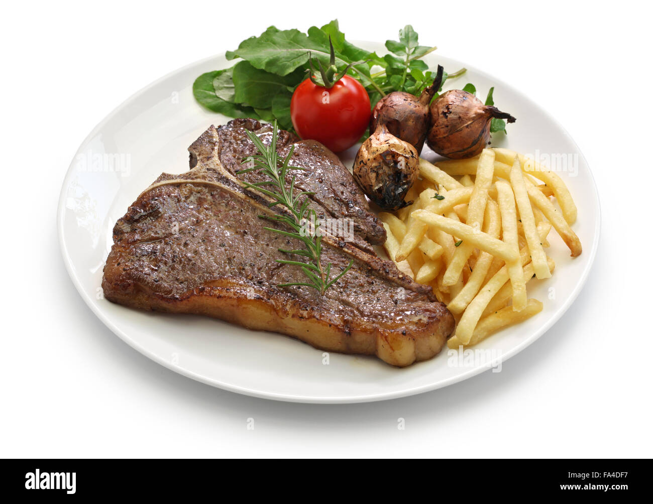 T-bone steak steak d'aloyau,,bistecca alla fiorentina isolé sur fond blanc Banque D'Images