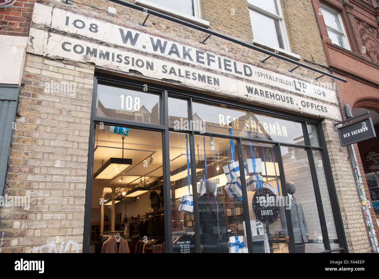 Wakefield - Ben Sherman Clothes Shop, Spitalfields, Londres Banque D'Images