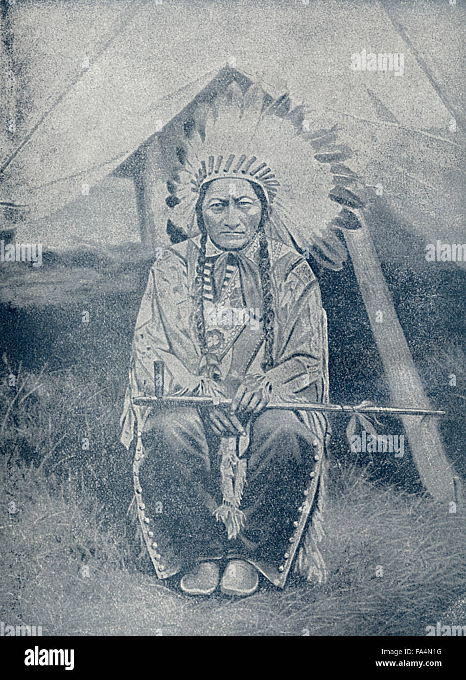 Sitting Bull (1831 à 1890), chef lakota Hunkpapa, photographie du livre "horreurs indien ou les massacres de la hommes rouge", par Henry Davenport Northrop, 1891 Banque D'Images