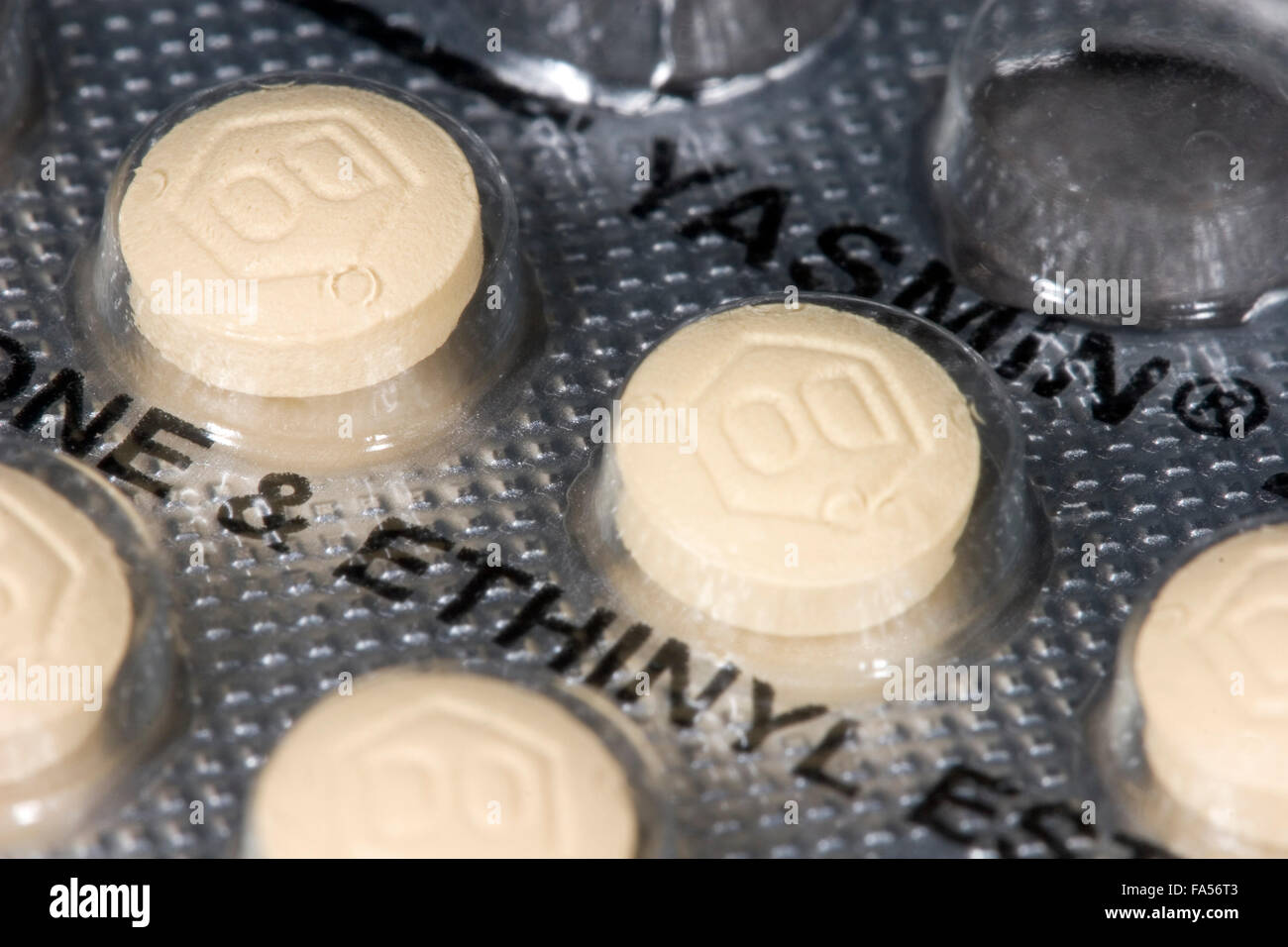 La pilule contraceptive Yasmin. La drospirénone et éthinylestradiol comprimés, 3.0MG. Banque D'Images
