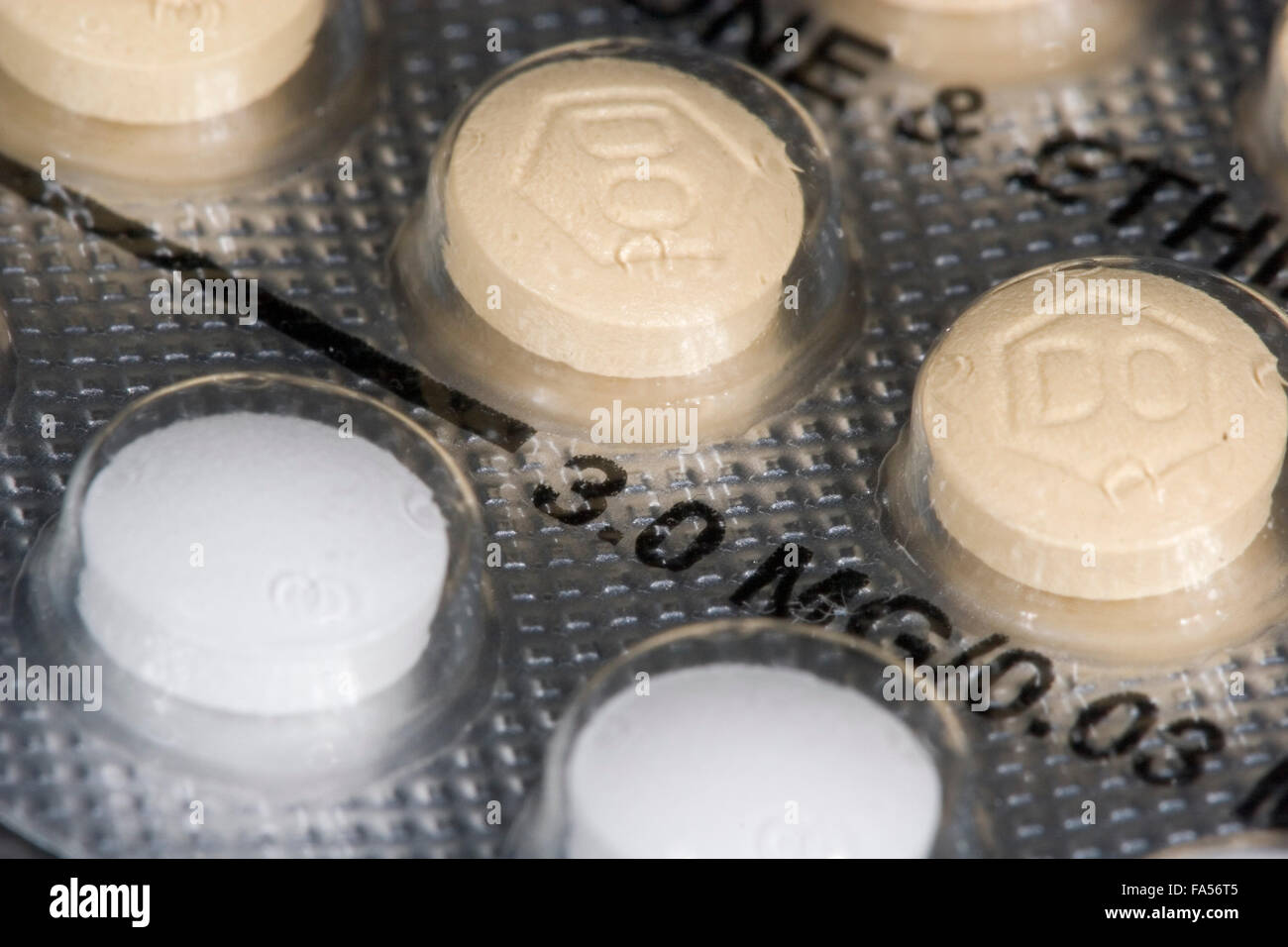 La pilule contraceptive Yasmin. La drospirénone et éthinylestradiol comprimés, 3.0MG. Banque D'Images